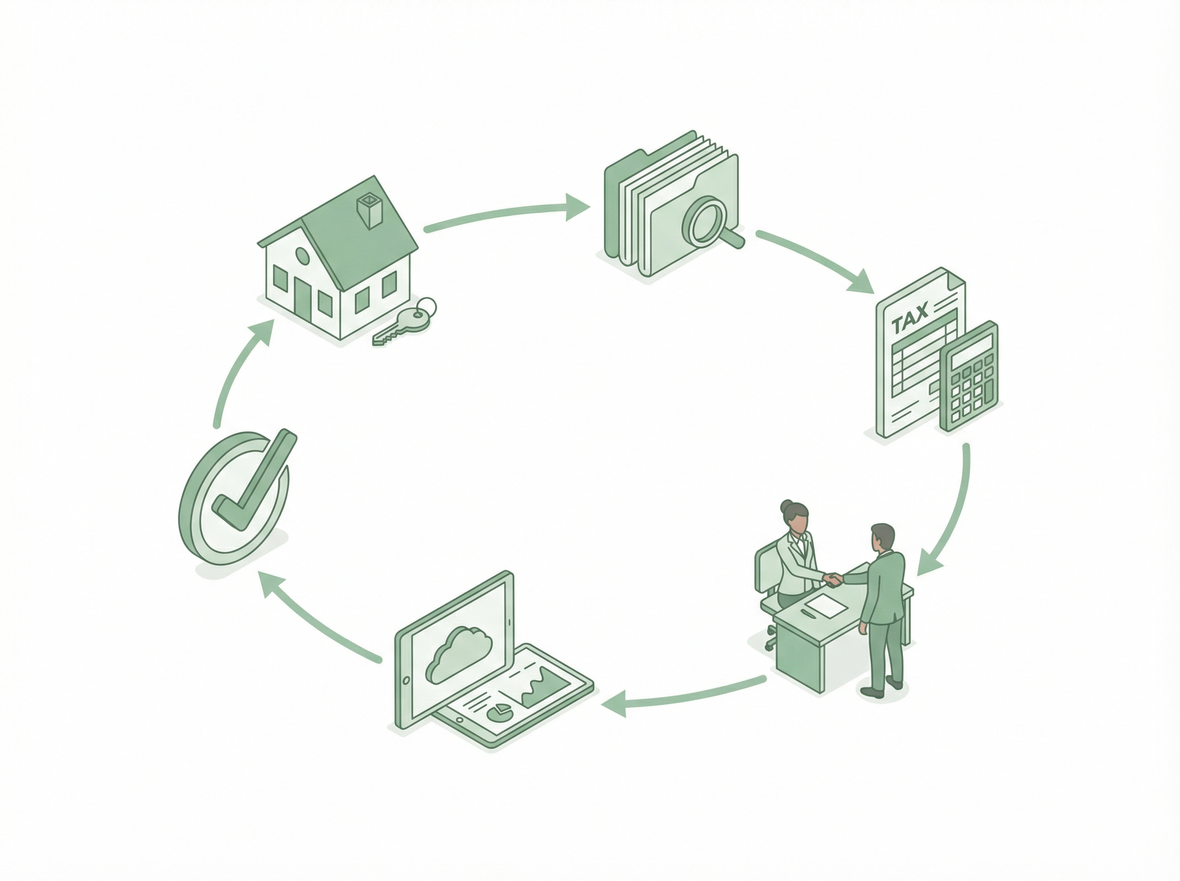 Samenwerkingsproces tussen De Hypotheekshop en Komen Consultancy — circulair diagram